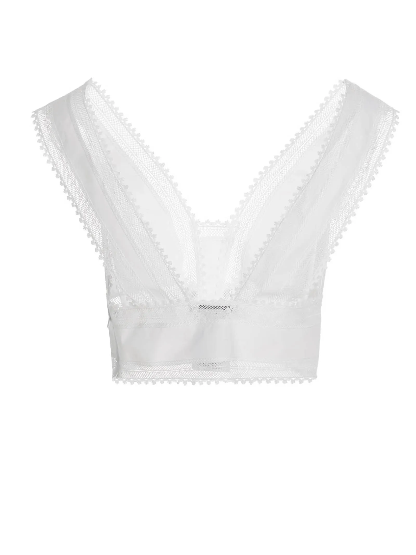 Alberta Ferretti V-Neck Lace-Detailed Cropped Top