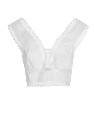 Alberta Ferretti V-Neck Lace-Detailed Cropped Top