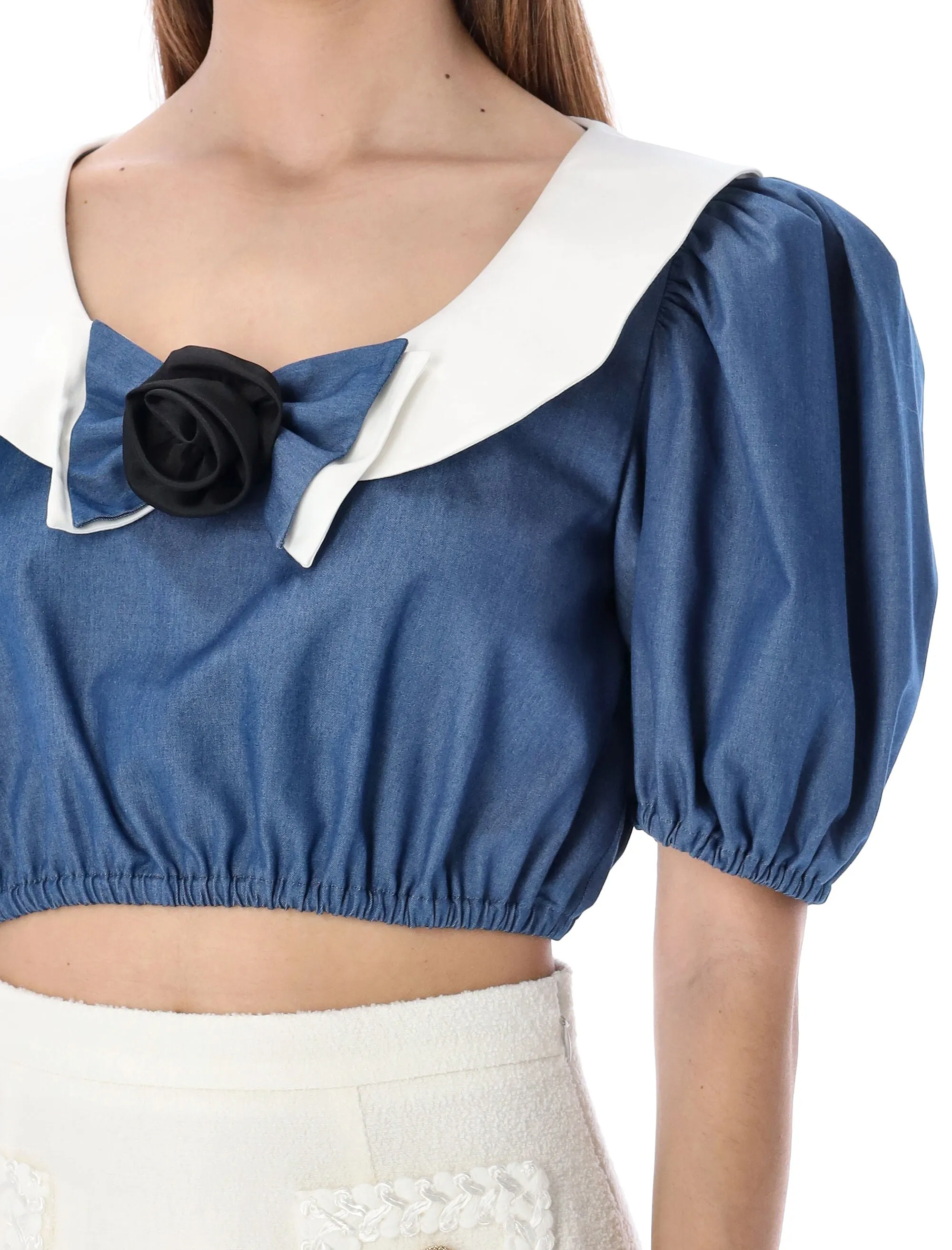 Alessandra Rich Bow Detailed Cropped Top