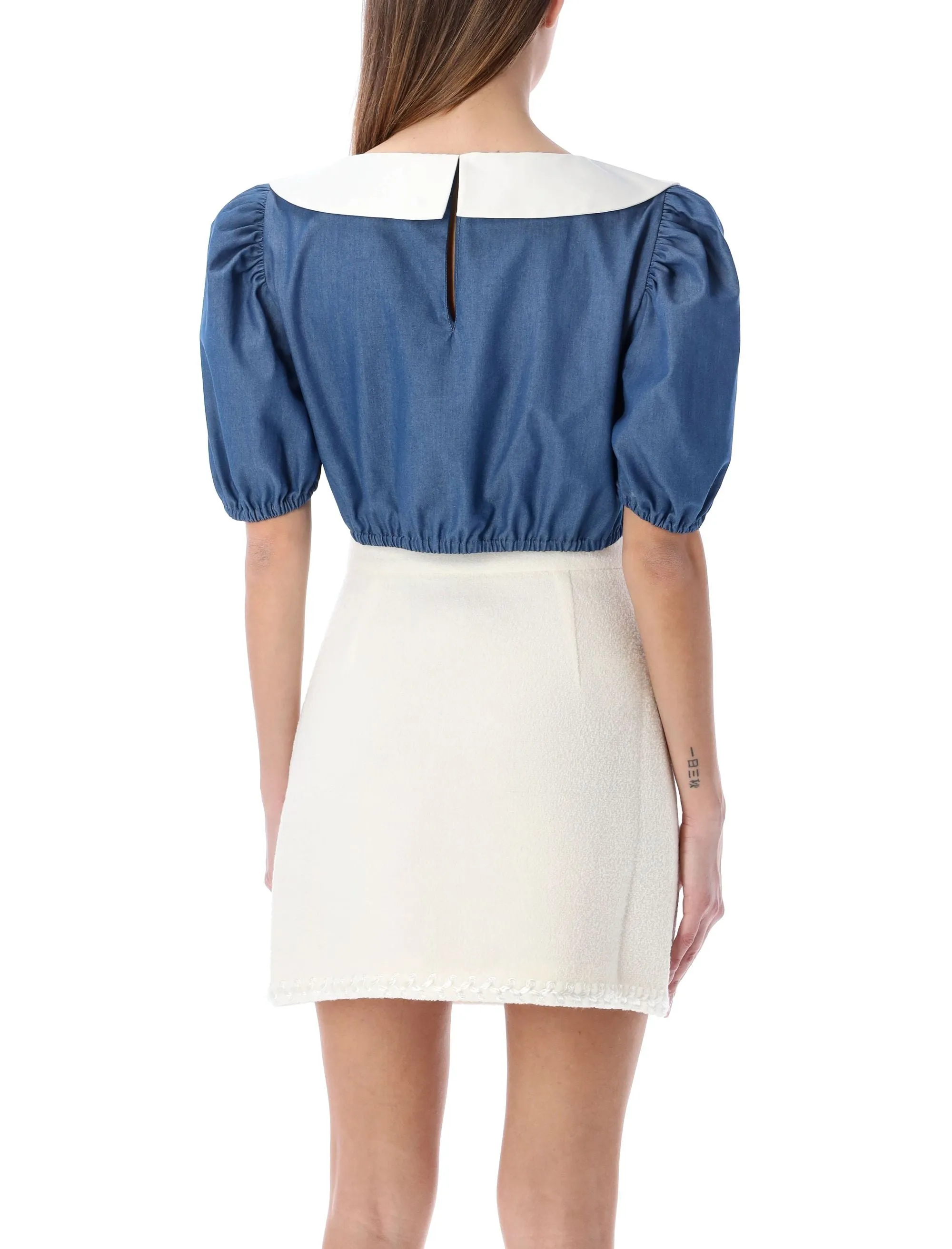 Alessandra Rich Bow Detailed Cropped Top