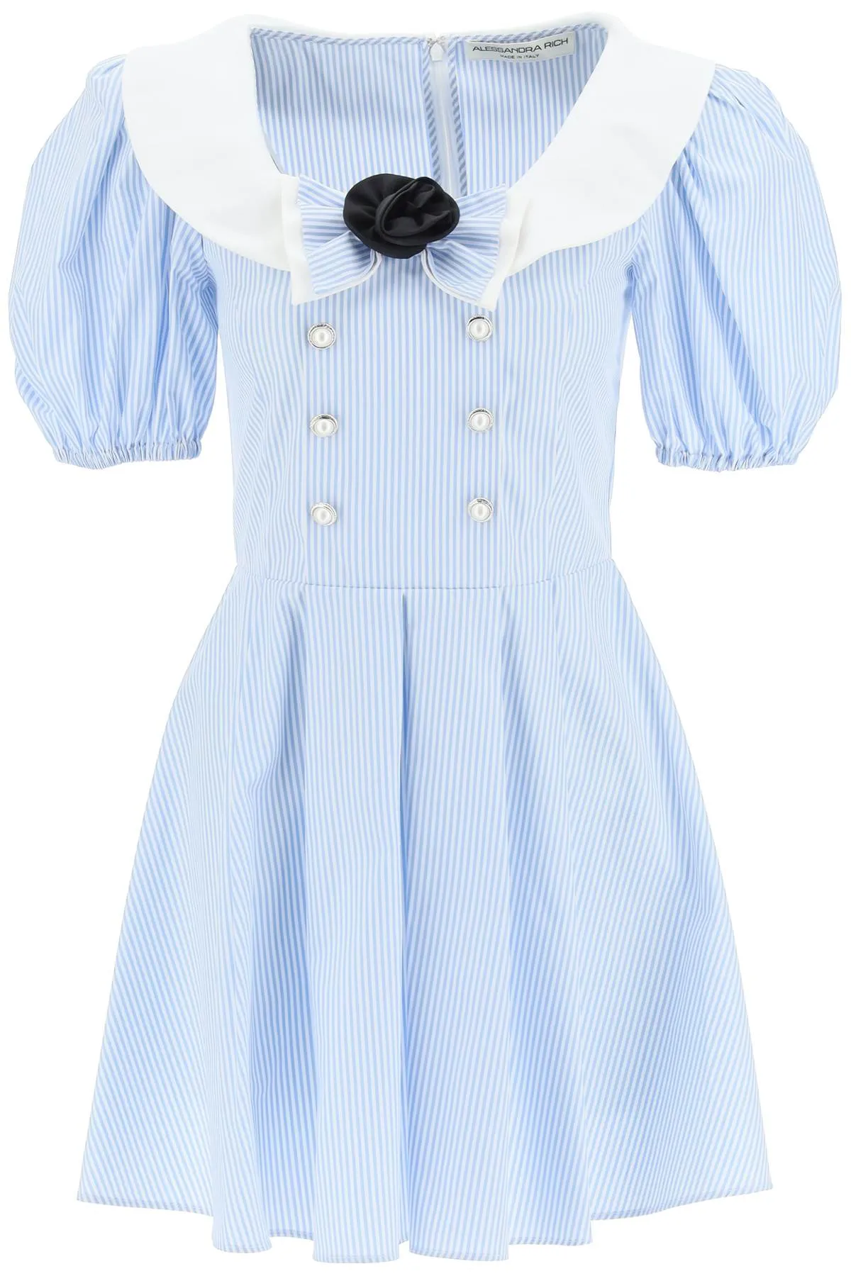 Alessandra Rich Bow Detailed Striped Mini Dress