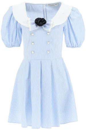 Alessandra Rich Bow Detailed Striped Mini Dress