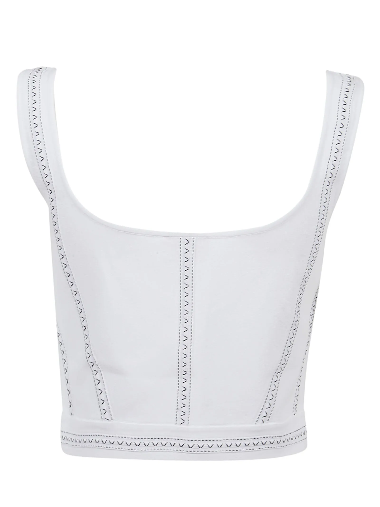 Alexander McQueen Contrast-Stitching Sleeveless Cropped Top