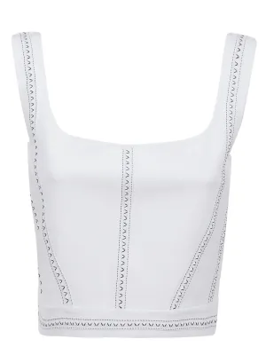 Alexander McQueen Contrast-Stitching Sleeveless Cropped Top