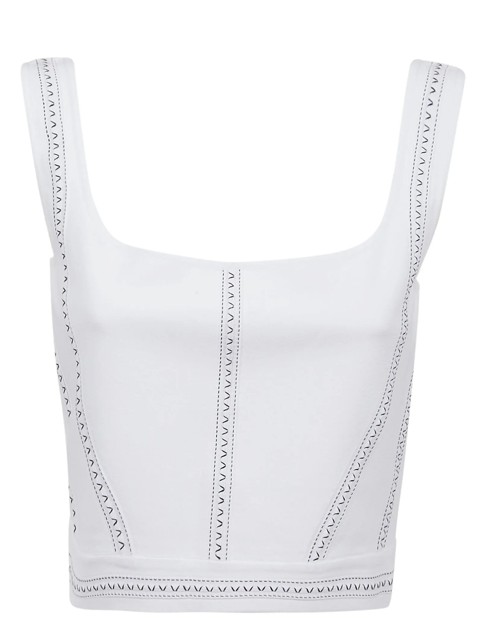 Alexander McQueen Contrast-Stitching Sleeveless Cropped Top