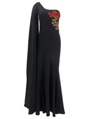 Alexander McQueen Embellished One-Shoulder Maxi Dress