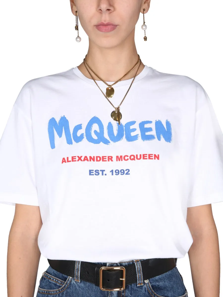 Alexander McQueen Logo Printed Crewneck T-Shirt