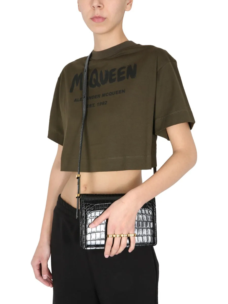 Alexander McQueen Logo Printed Cropped T-Shirt