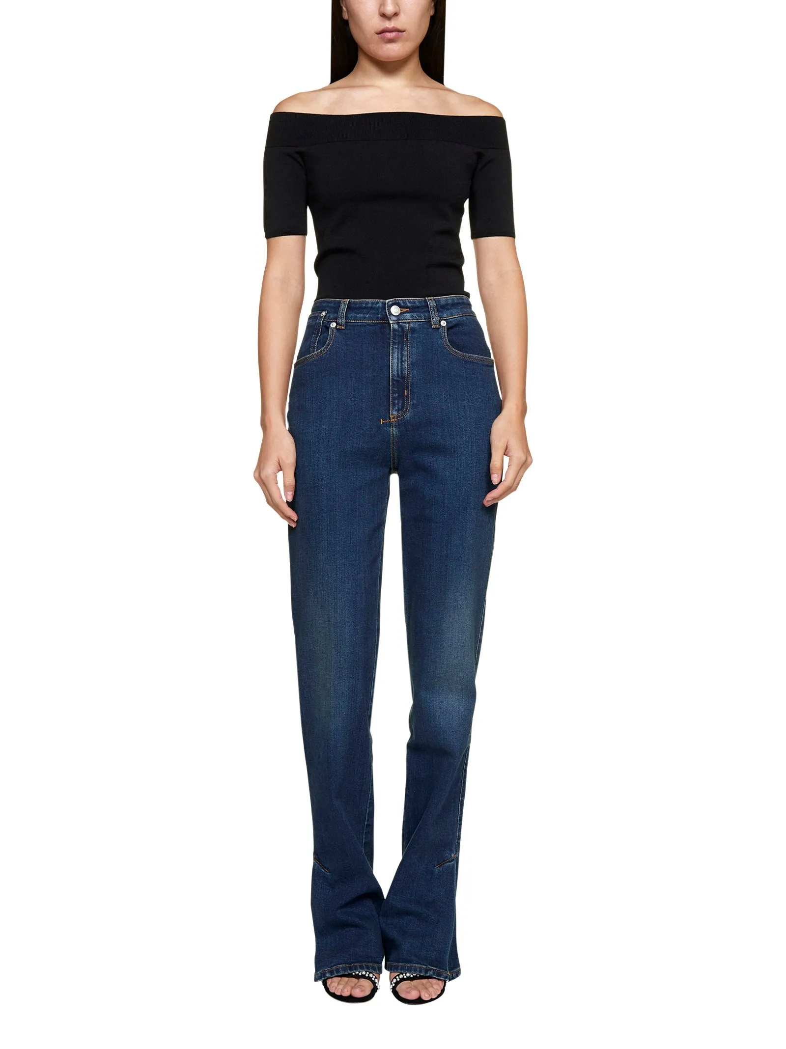 Alexander McQueen Off Shoulder Short-Sleeve Top