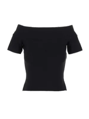Alexander McQueen Off-Shoulder Short-Sleeved Top