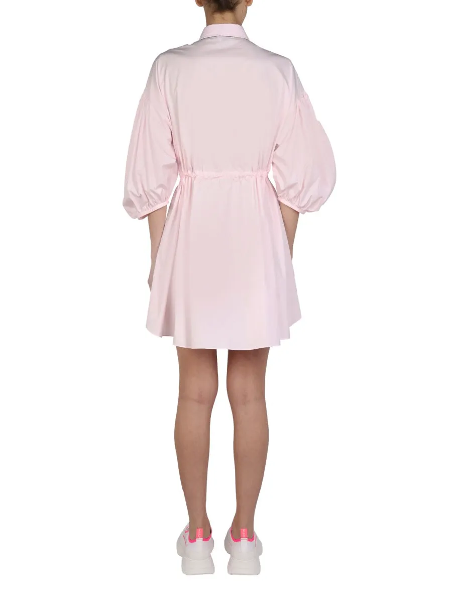 Alexander McQueen Puff-Sleeved Drawstring Mini Shirt Dress
