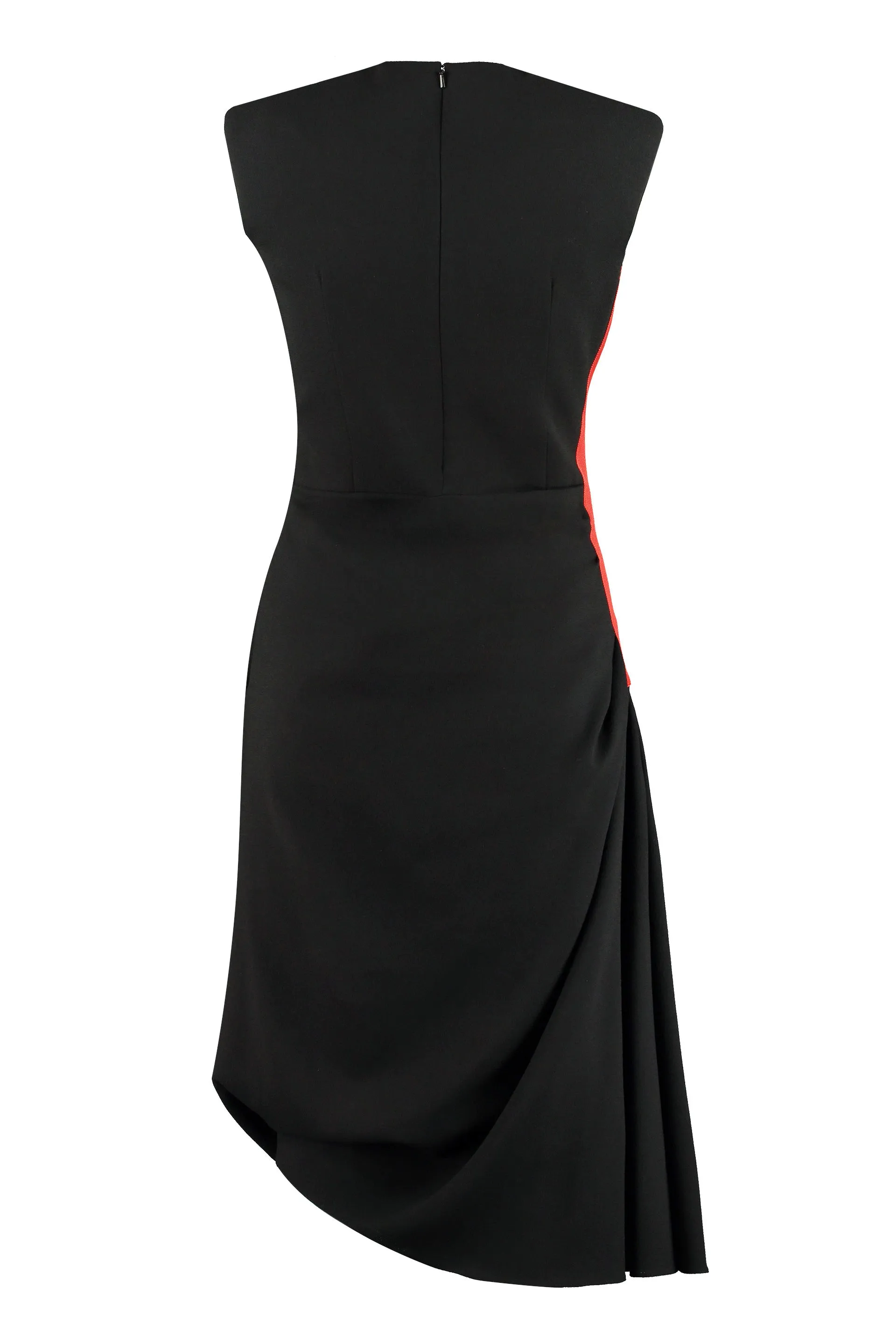 Alexander McQueen Ruched Side Striped Midi Dress