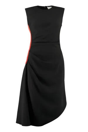 Alexander McQueen Ruched Side Striped Midi Dress