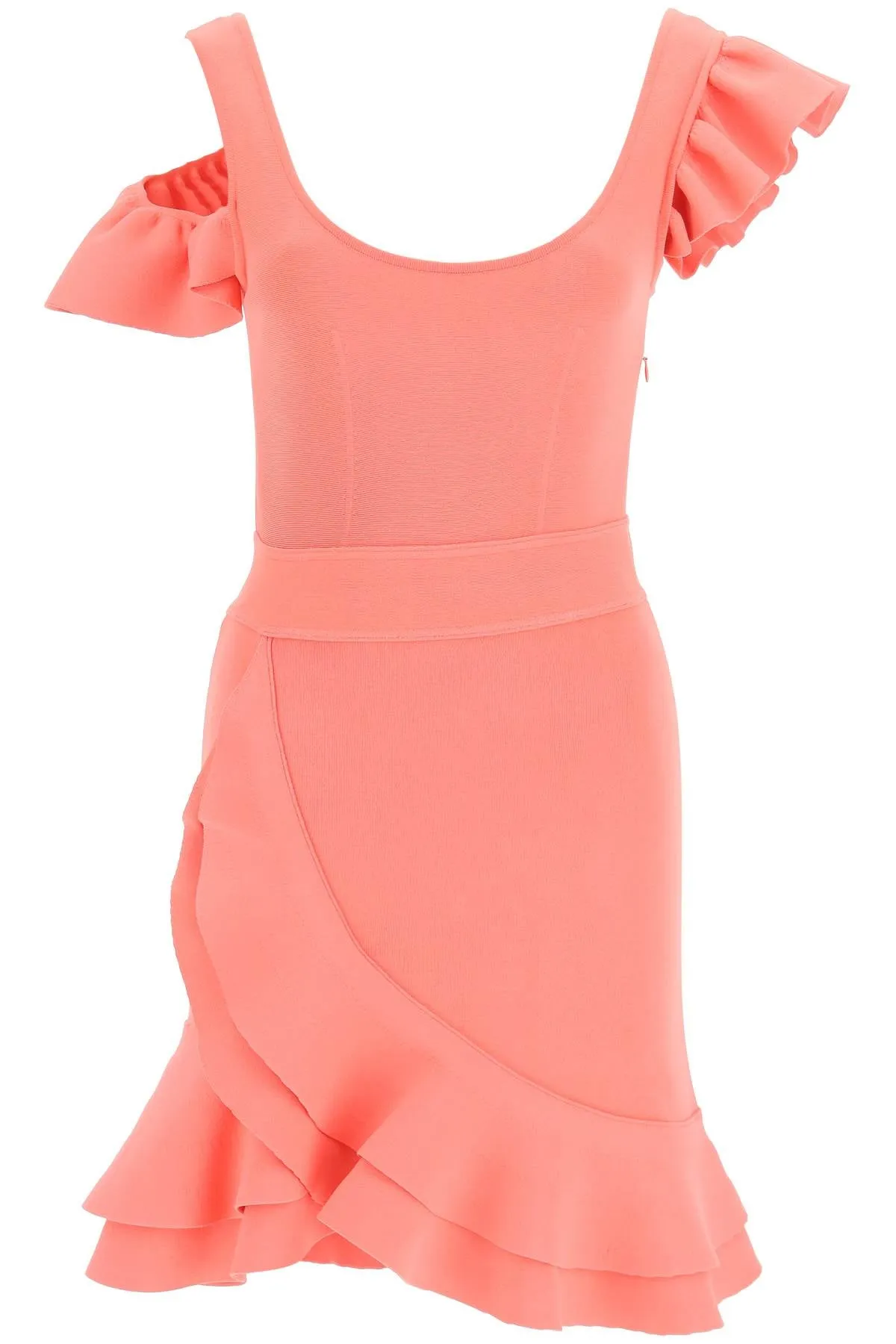 Alexander McQueen Ruffled Cut-Out Mini Dress