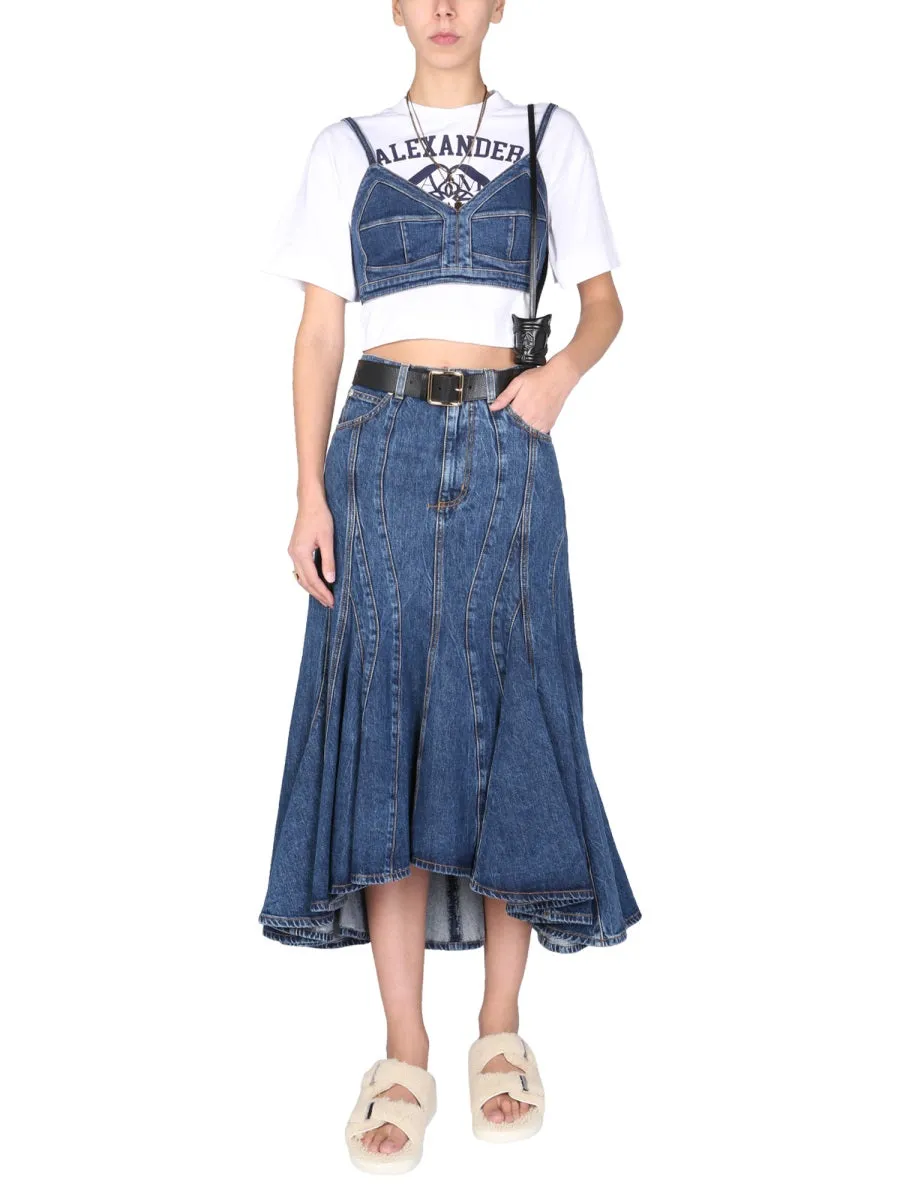 Alexander McQueen Sleeveless Cropped Denim Top