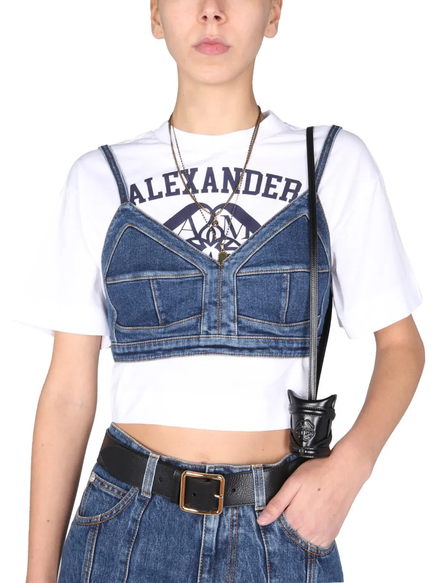 Alexander McQueen Sleeveless Cropped Denim Top