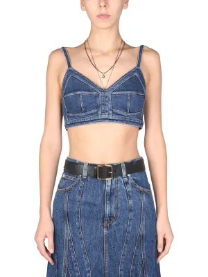 Alexander McQueen Sleeveless Cropped Denim Top