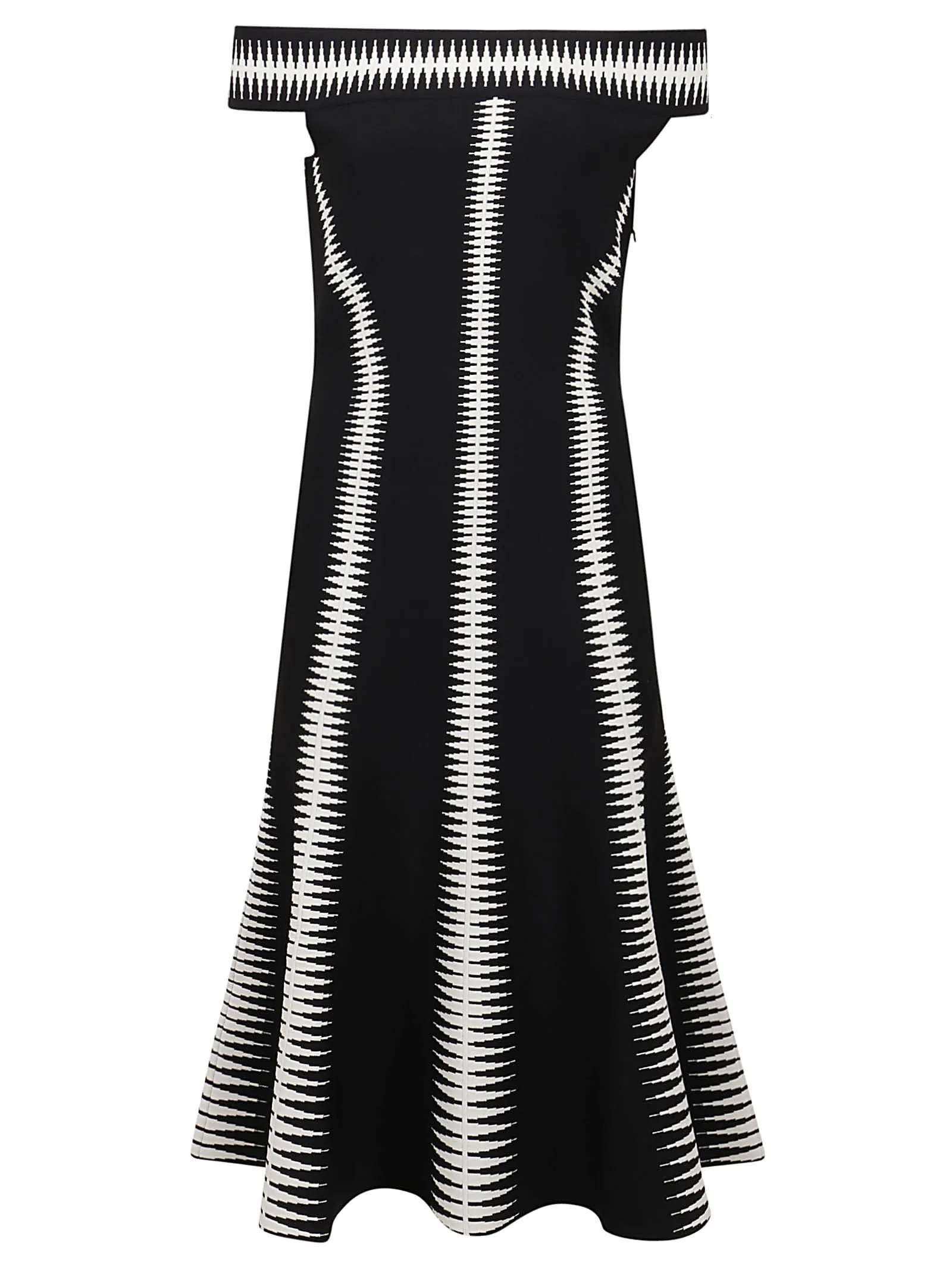 Alexander McQueen Spine Jacquard Off-The-Shoulder Dress