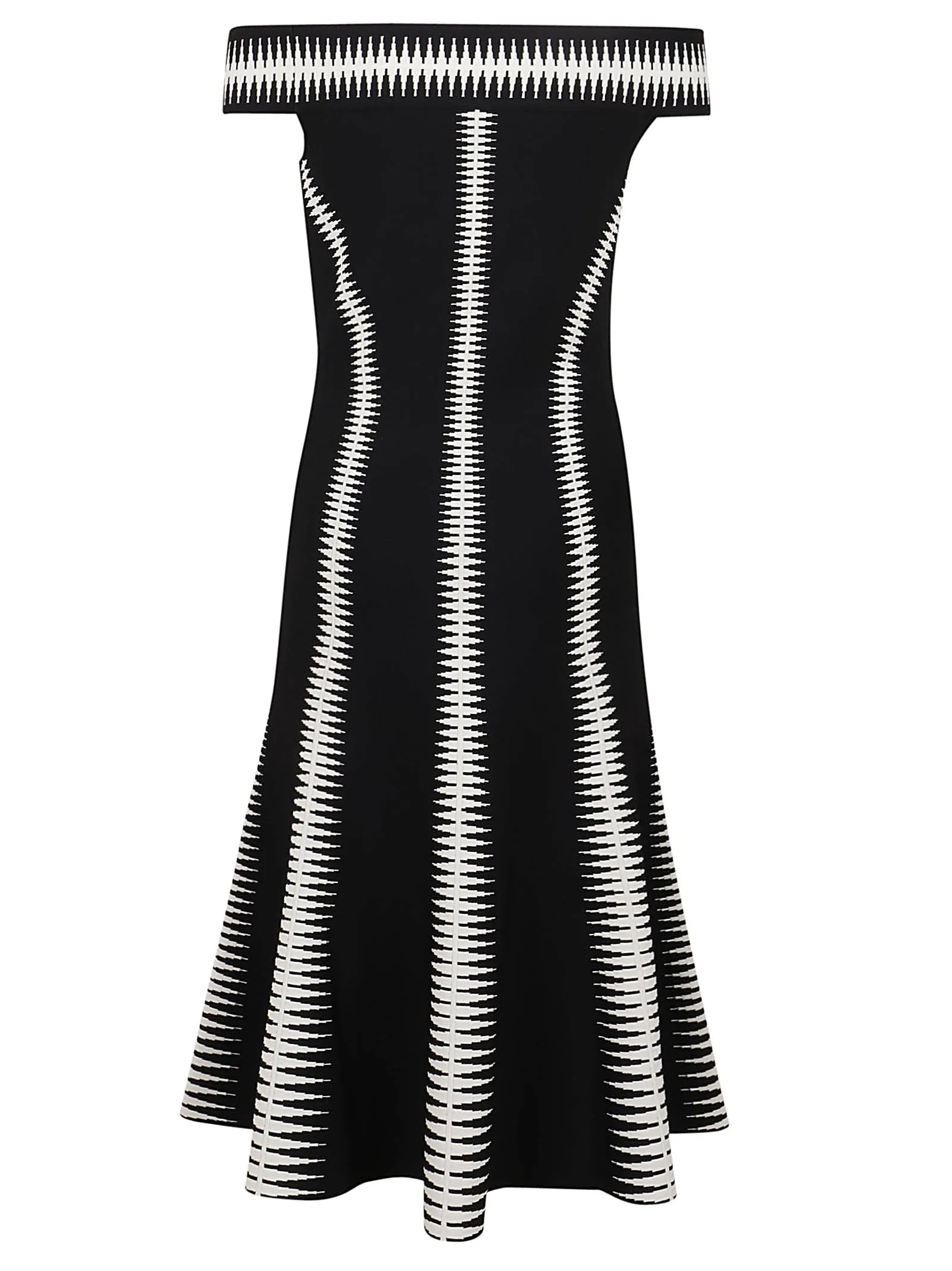 Alexander McQueen Spine Jacquard Off-The-Shoulder Dress