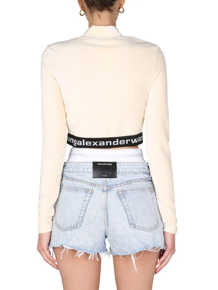 Alexander Wang Corduroy Cropped Mock Neck Top