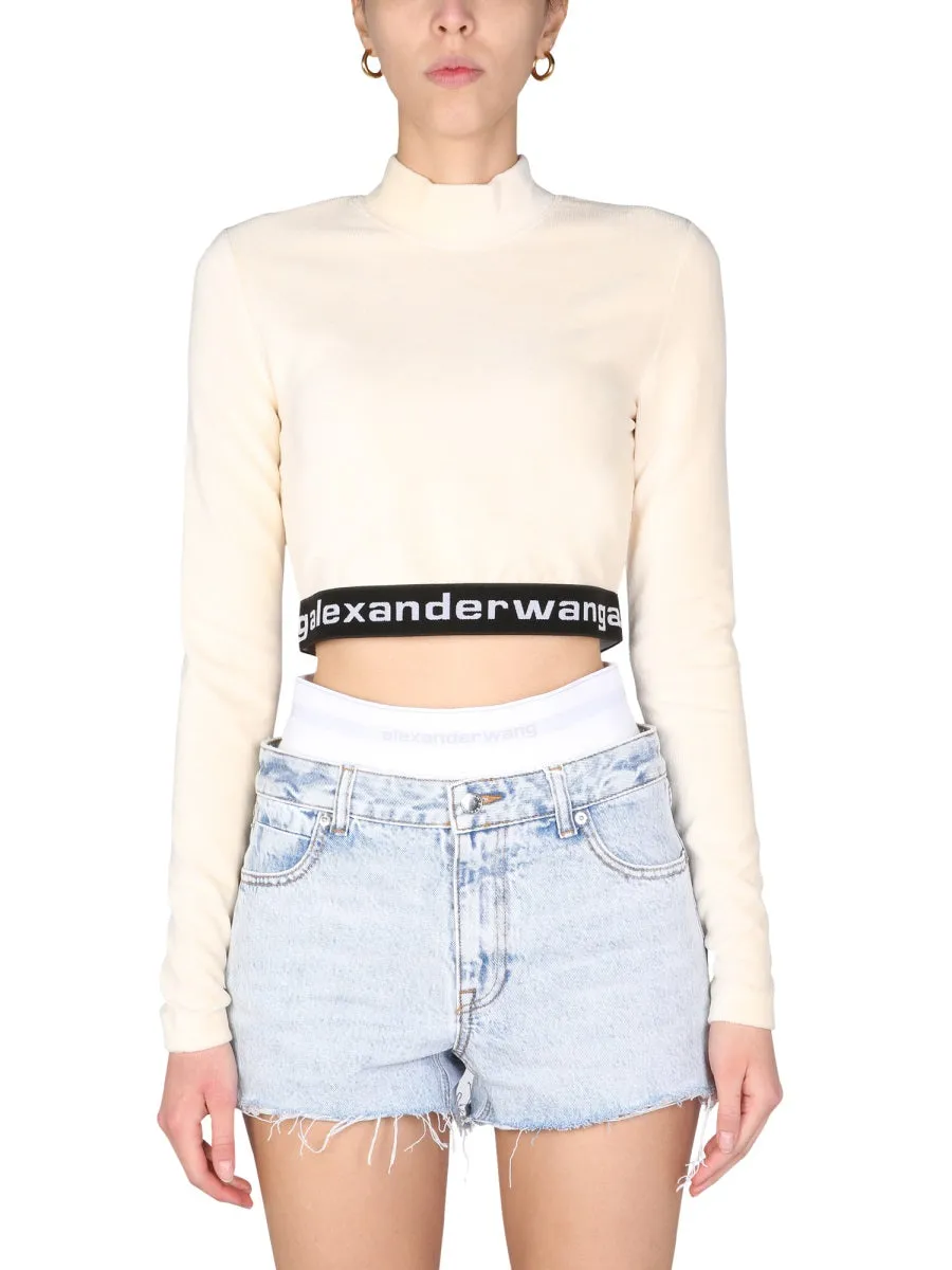 Alexander Wang Corduroy Cropped Mock Neck Top