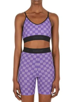 Ambush Monogram-Print Cropped Bra Top