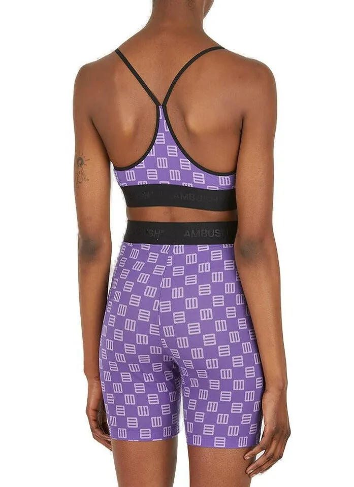 Ambush Monogram-Print Cropped Bra Top
