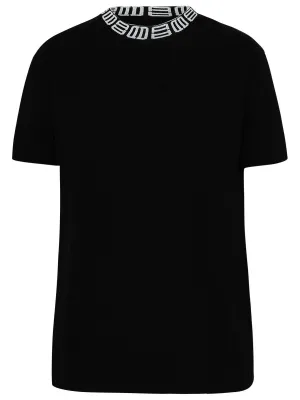 Ambush Monogram Ribbed-Collar Short-Sleeved T-Shirt
