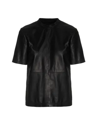 Amiri Crewneck Short-Sleeved Leather T-Shirt