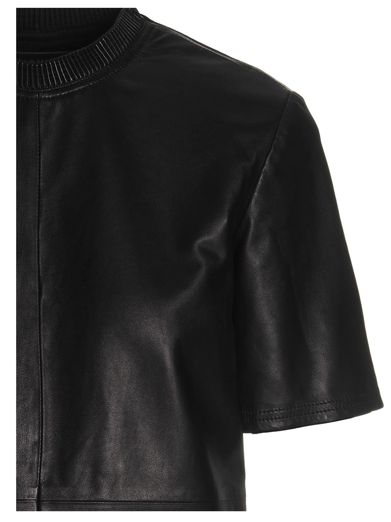 Amiri Crewneck Short-Sleeved Leather T-Shirt