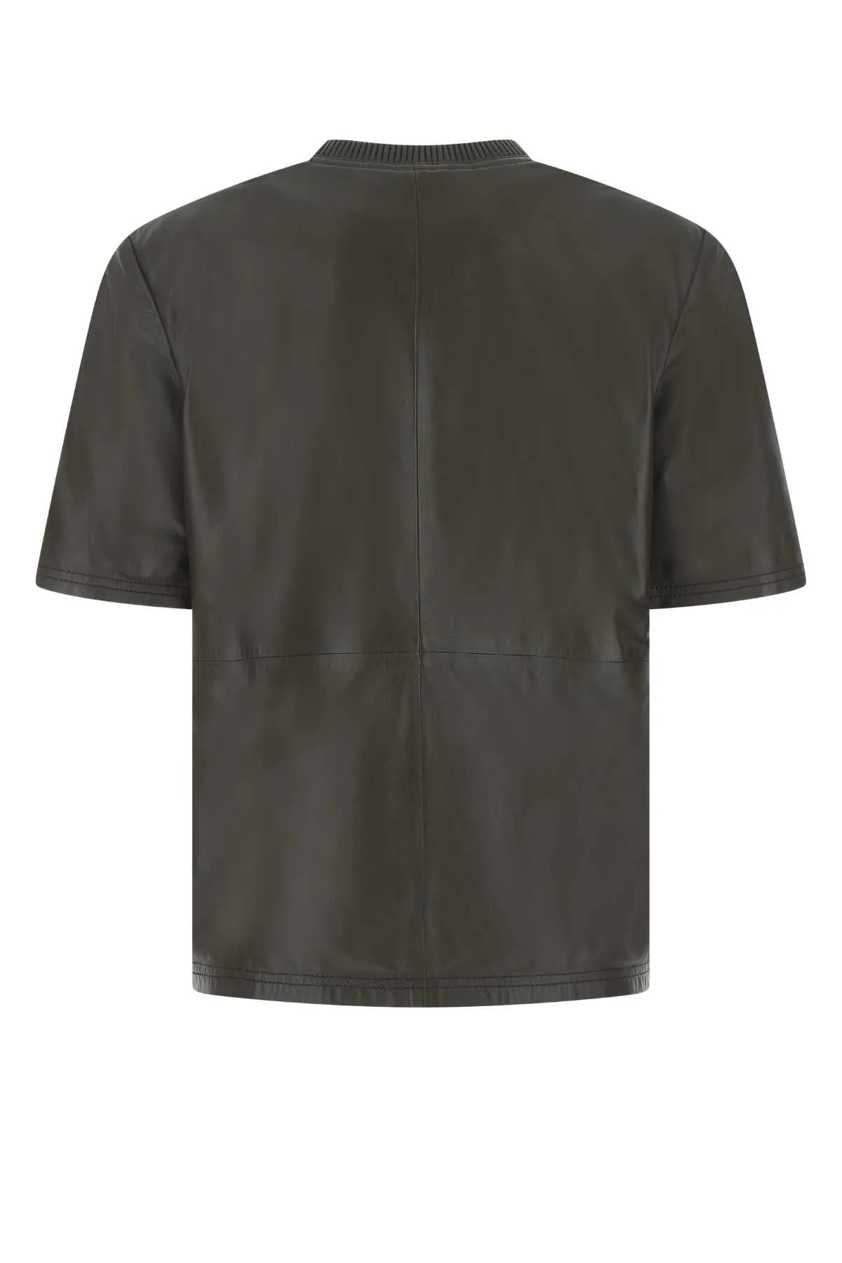 Amiri Crewneck Short-Sleeved Leather T-Shirt