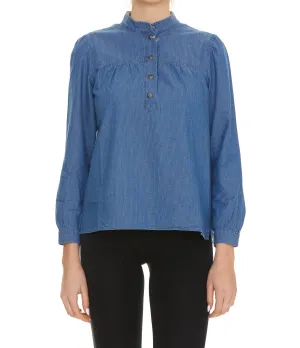 A.P.C. Buttoned Neck Long-Sleeved Top