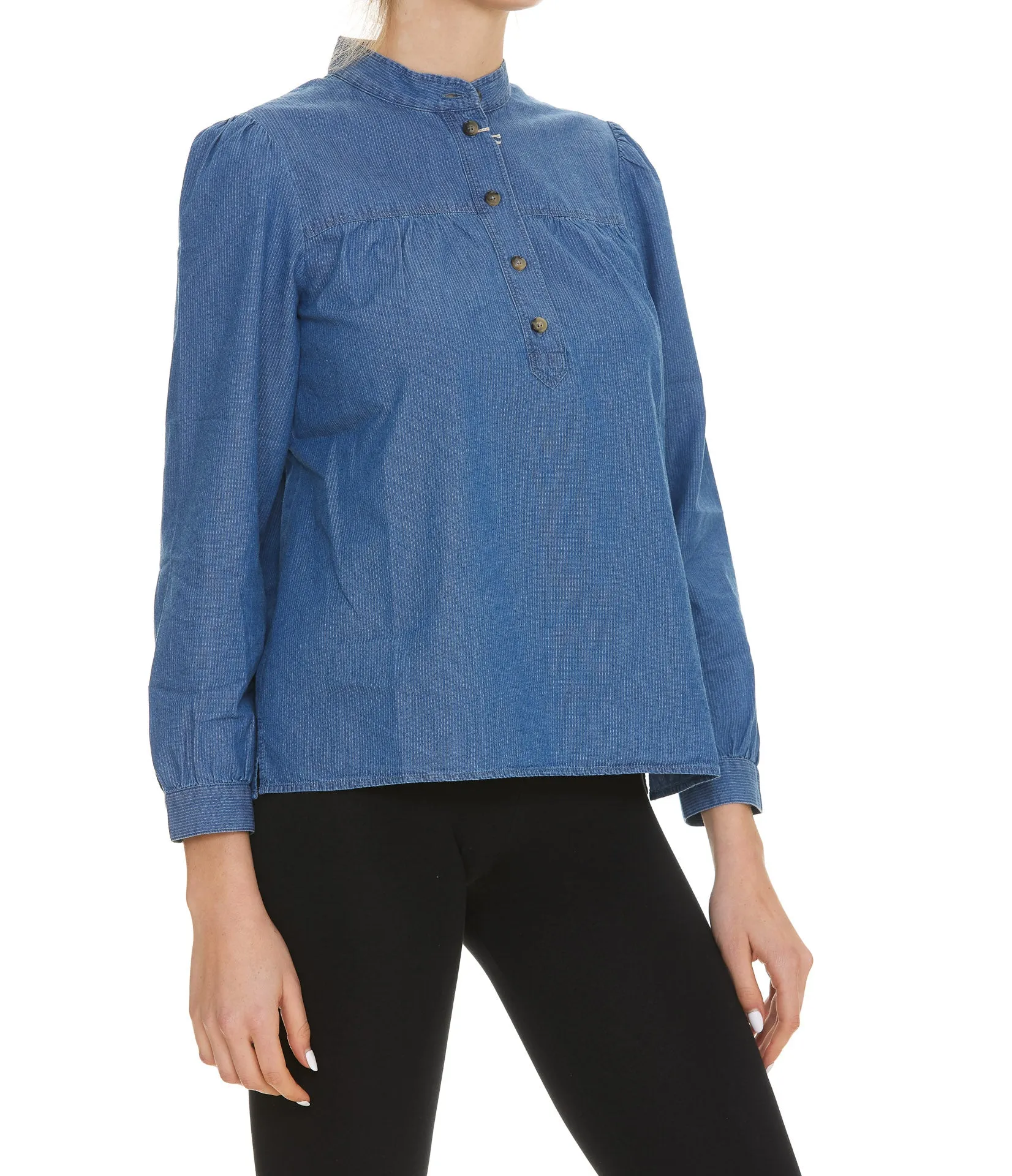 A.P.C. Buttoned Neck Long-Sleeved Top