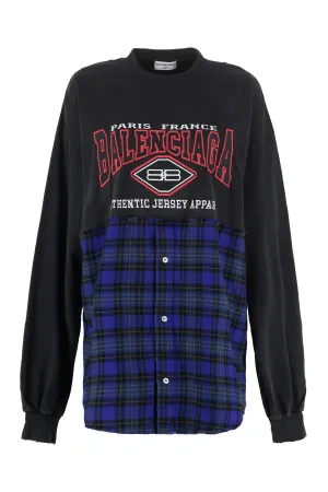 Balenciaga Check Detailed Long-Sleeved T-Shirt