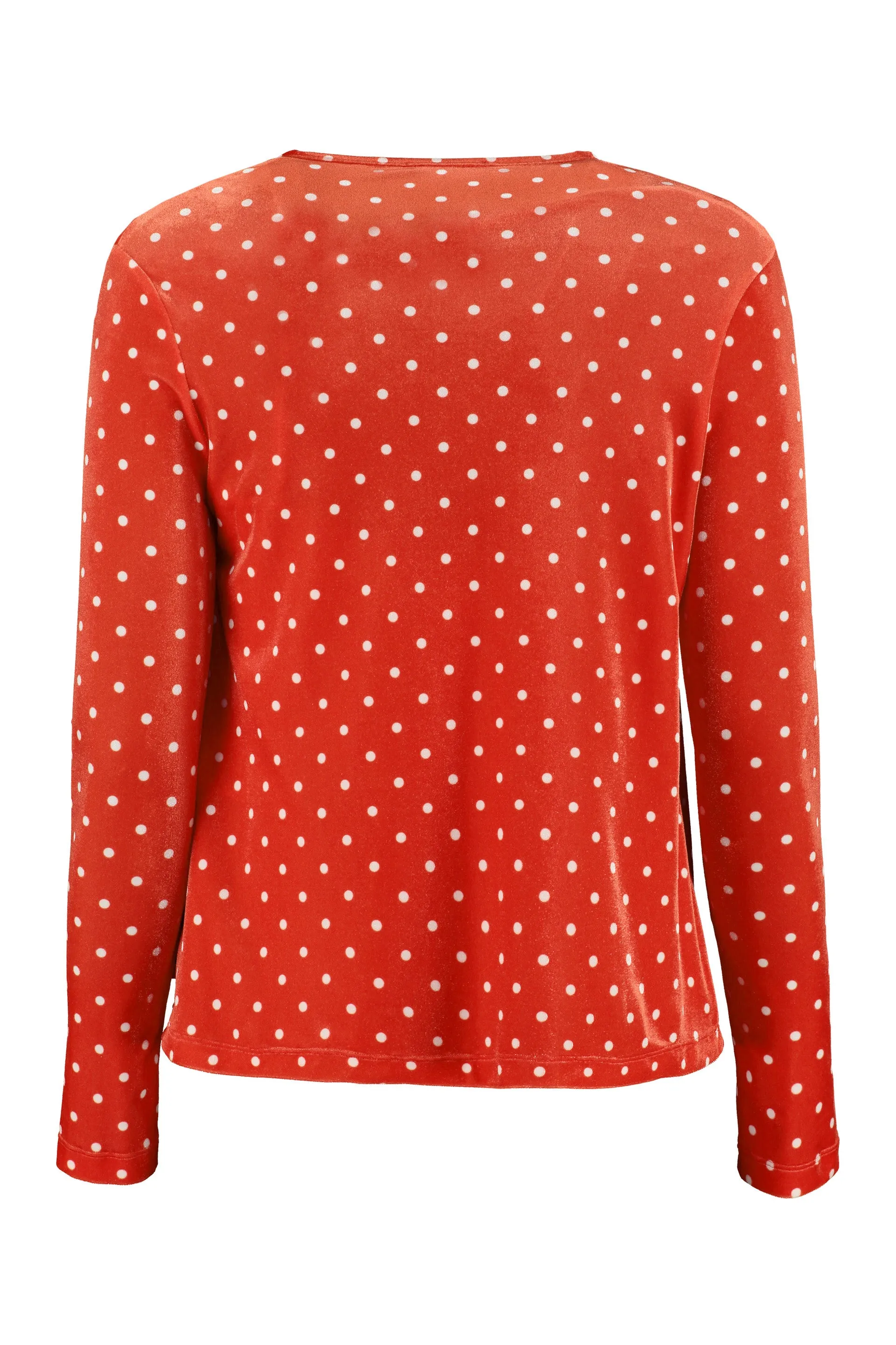 Balenciaga V-Neck Polka Dot Velvet Top