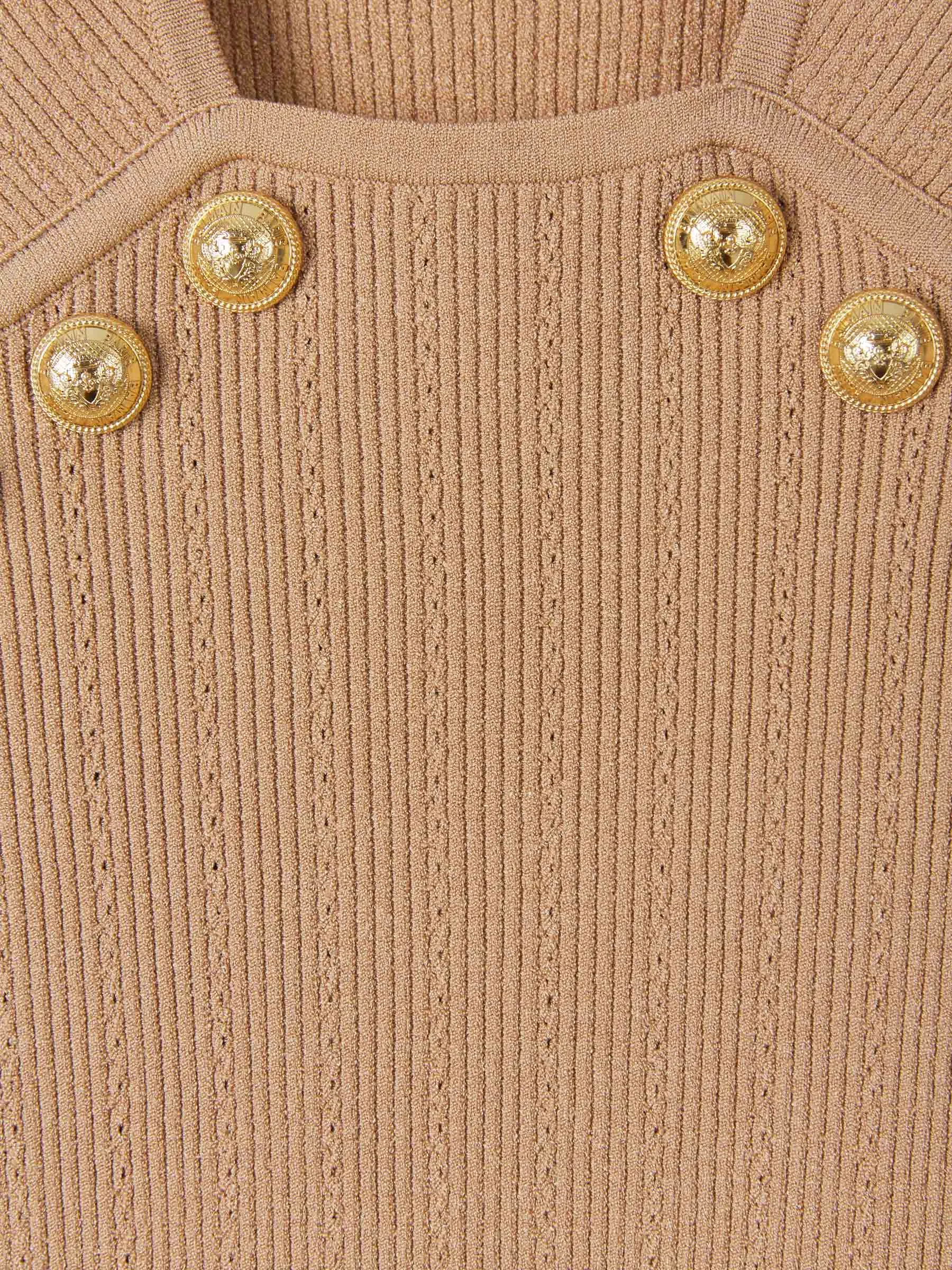 Balmain Button-Embellished Rib Knitted Sleeveless Top