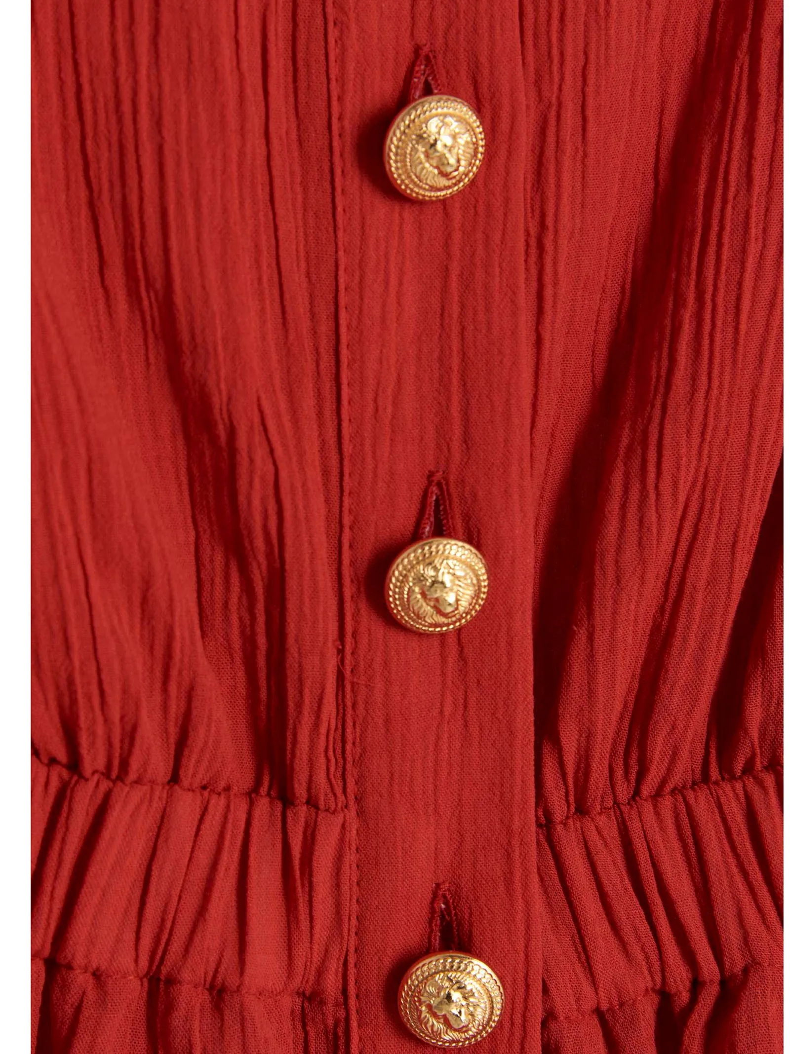 Balmain Cold-Shoulder Puff-Sleeved Maxi Dress