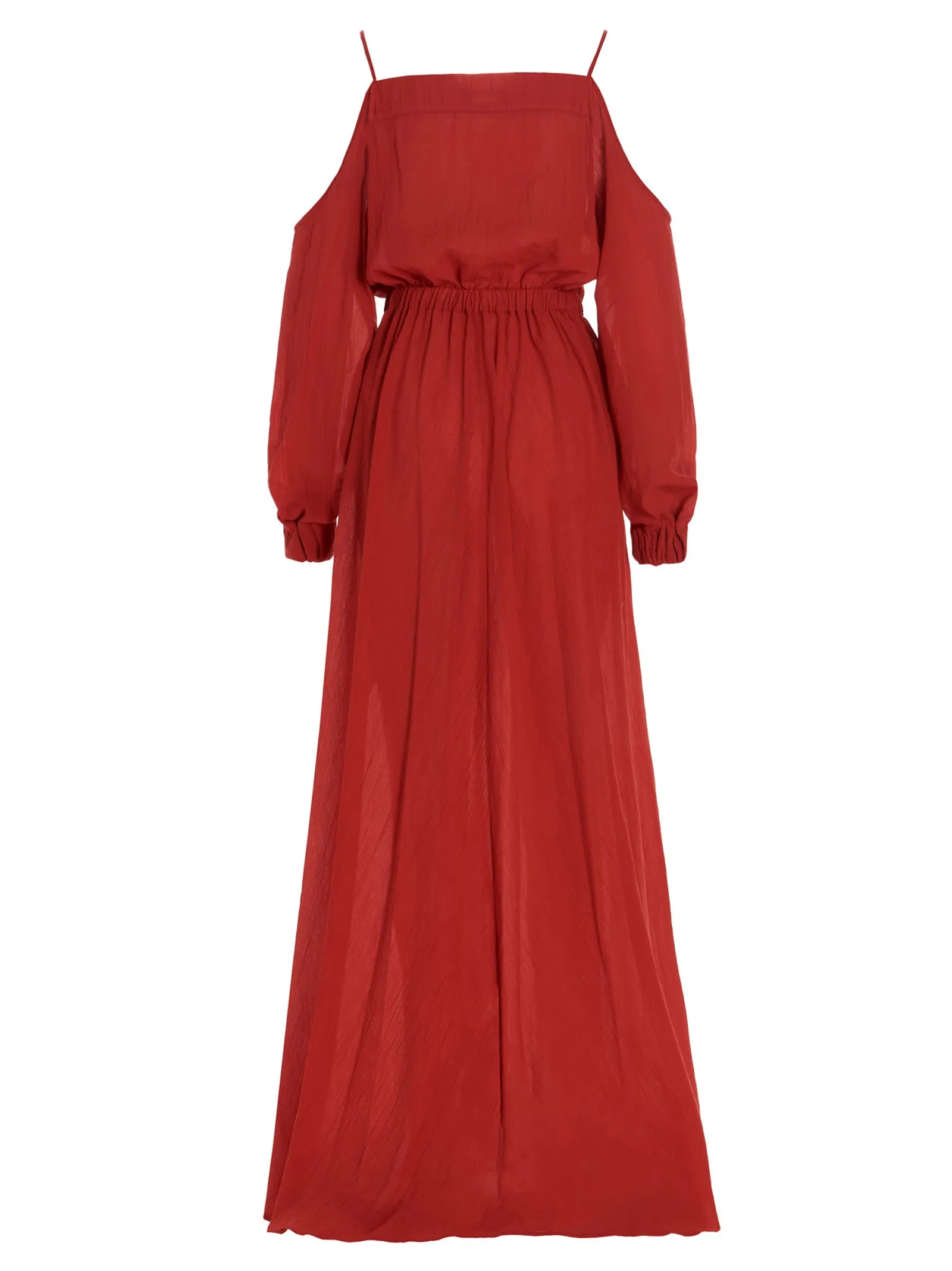 Balmain Cold-Shoulder Puff-Sleeved Maxi Dress