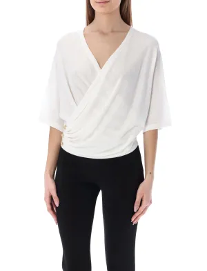 Balmain Draped V-Neck Cropped Top