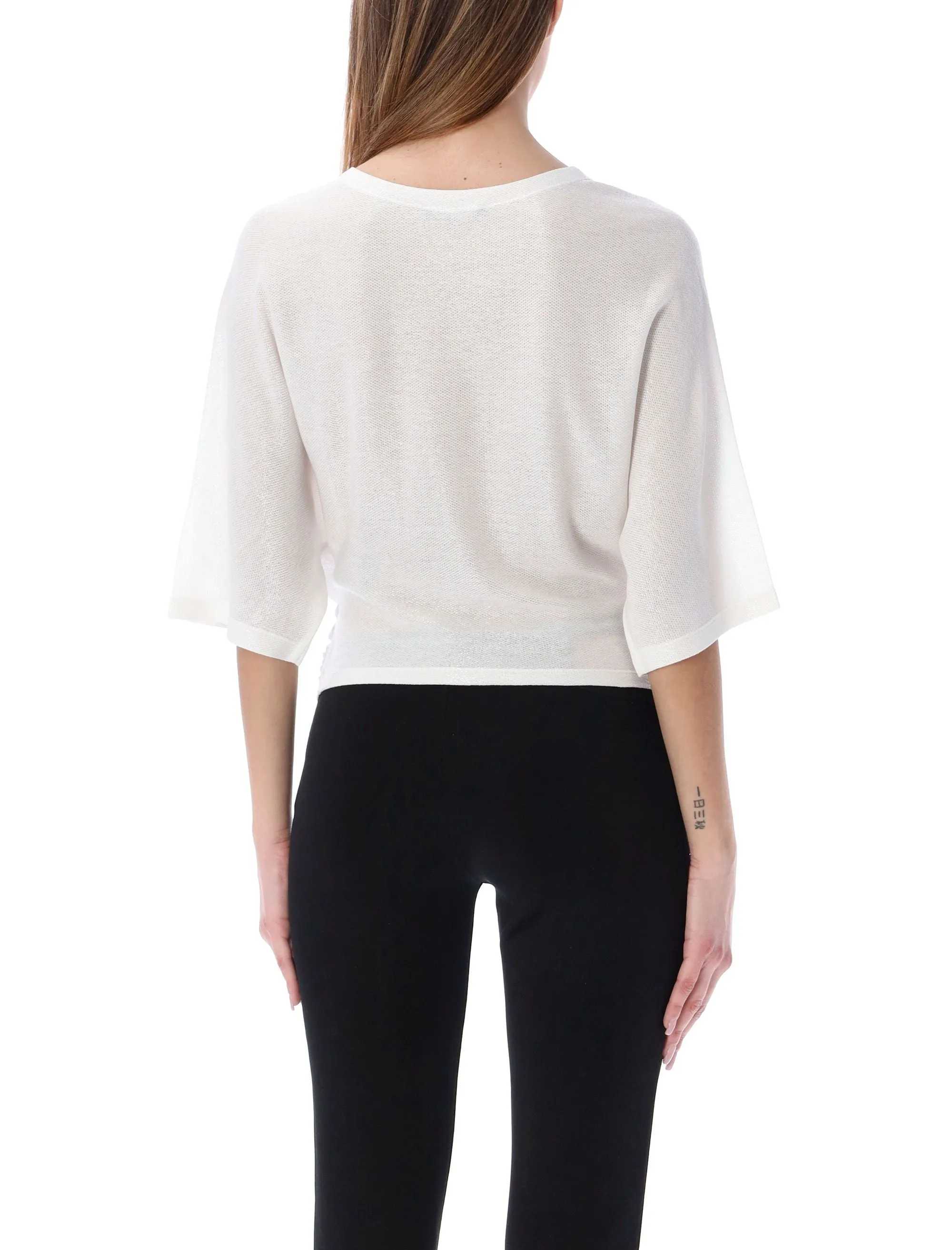Balmain Draped V-Neck Cropped Top