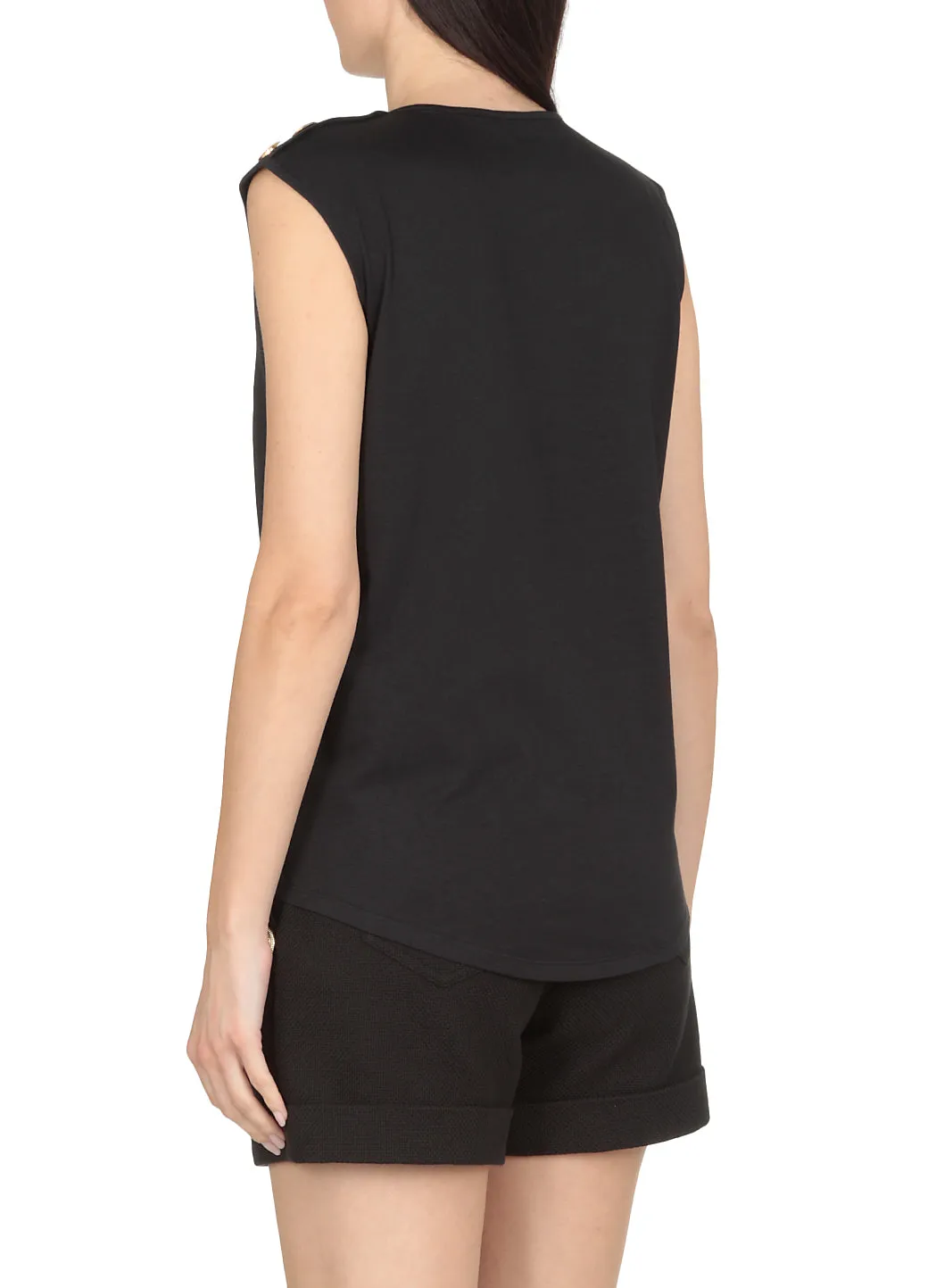 Balmain Logo Print Round Neck Sleeveless Top