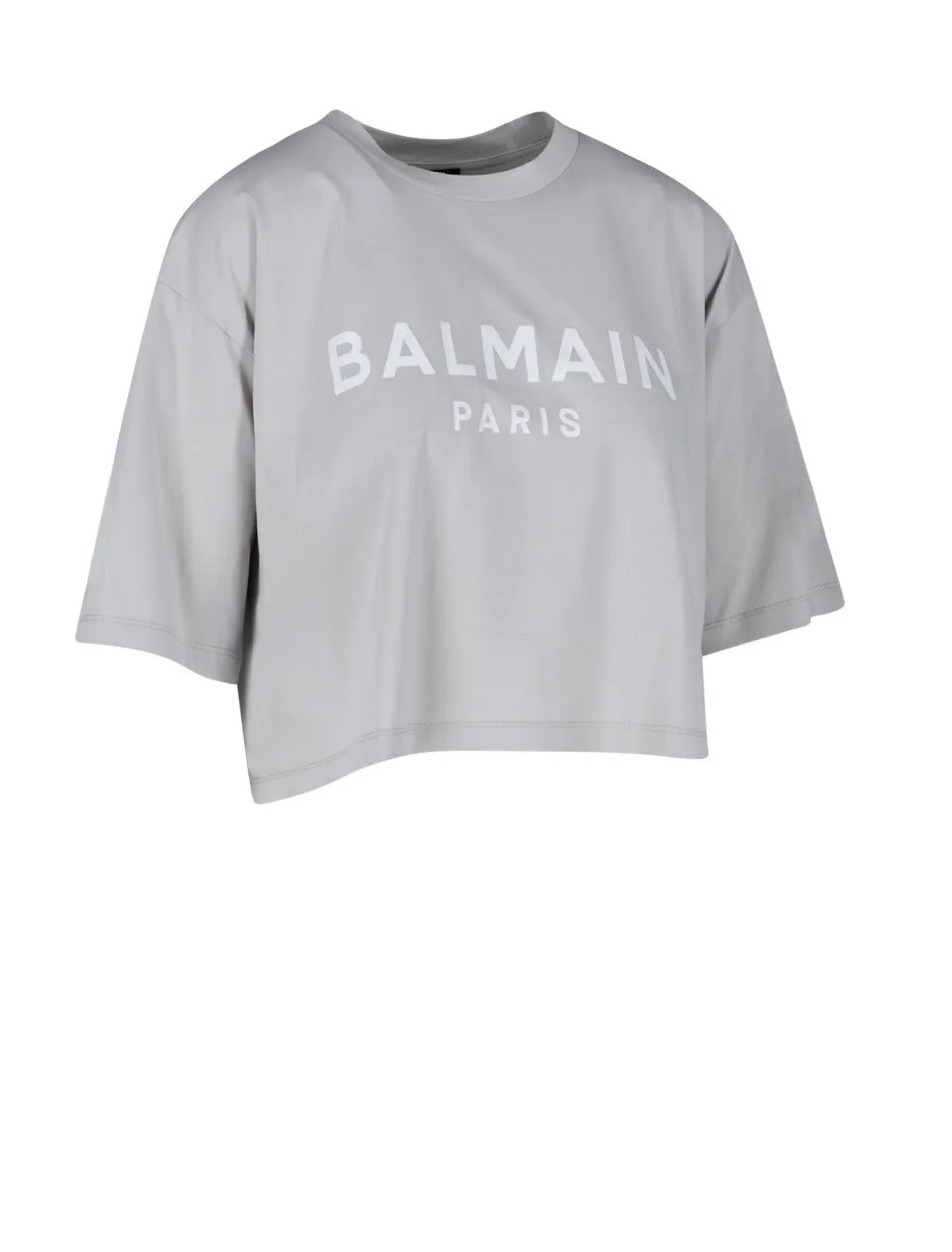 Balmain Logo Printed Crewneck Cropped T-Shirt