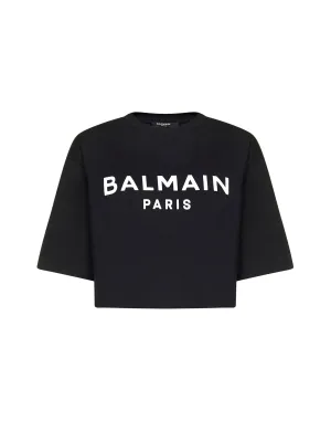 Balmain Logo Printed Cropped T-Shirt