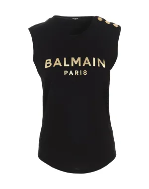 Balmain Logo Printed Sleeveless Tank Top