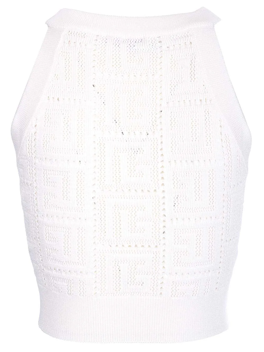 Balmain Monogram Perforated Sleeveless Cropped Top