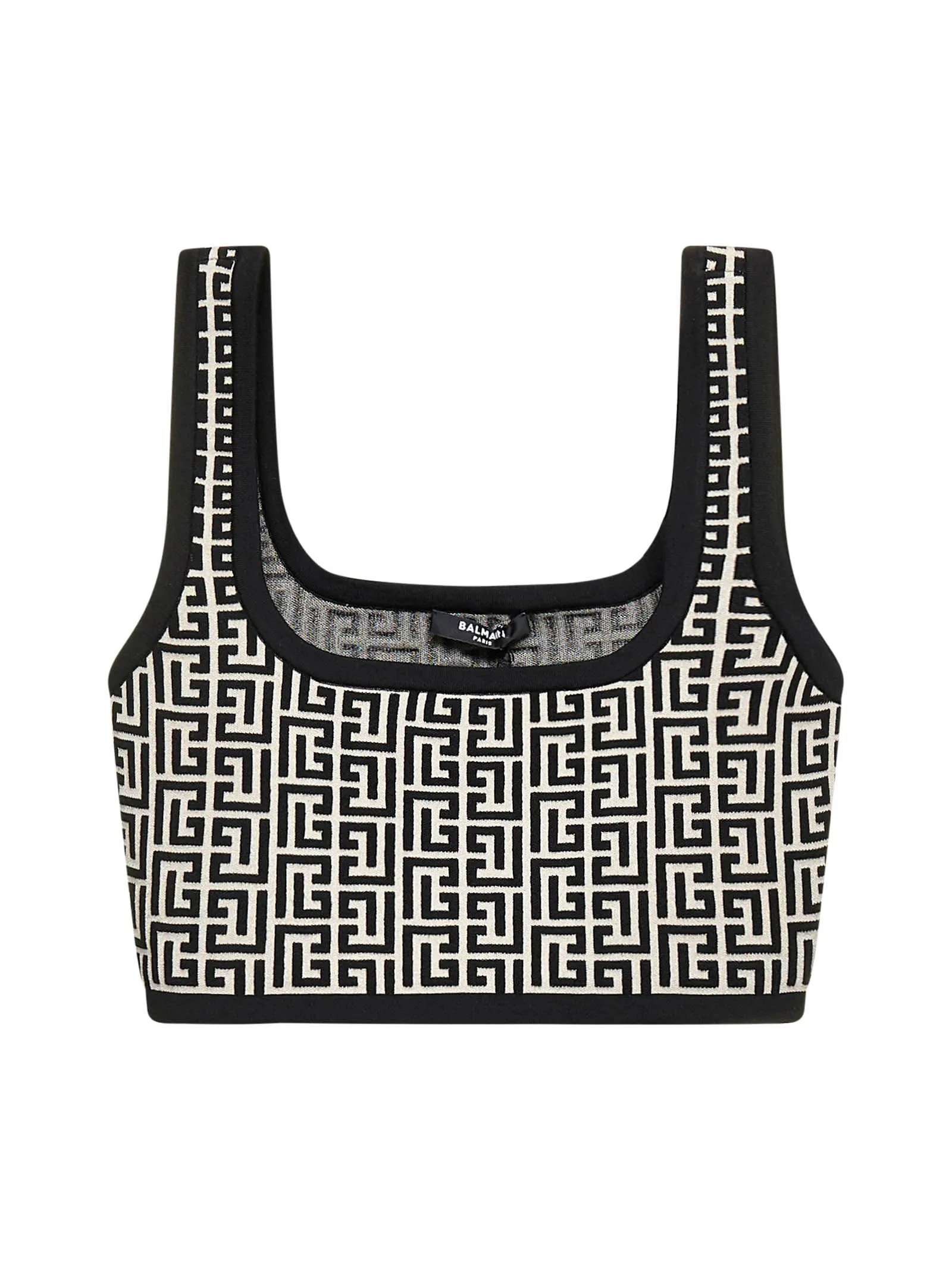 Balmain Scoop Neck Monogram Jacquard Tank Top