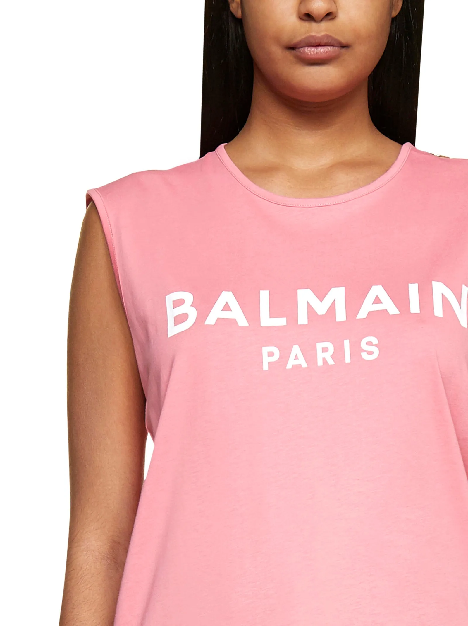 Balmain Sleeveless Logo Printed Tank Top