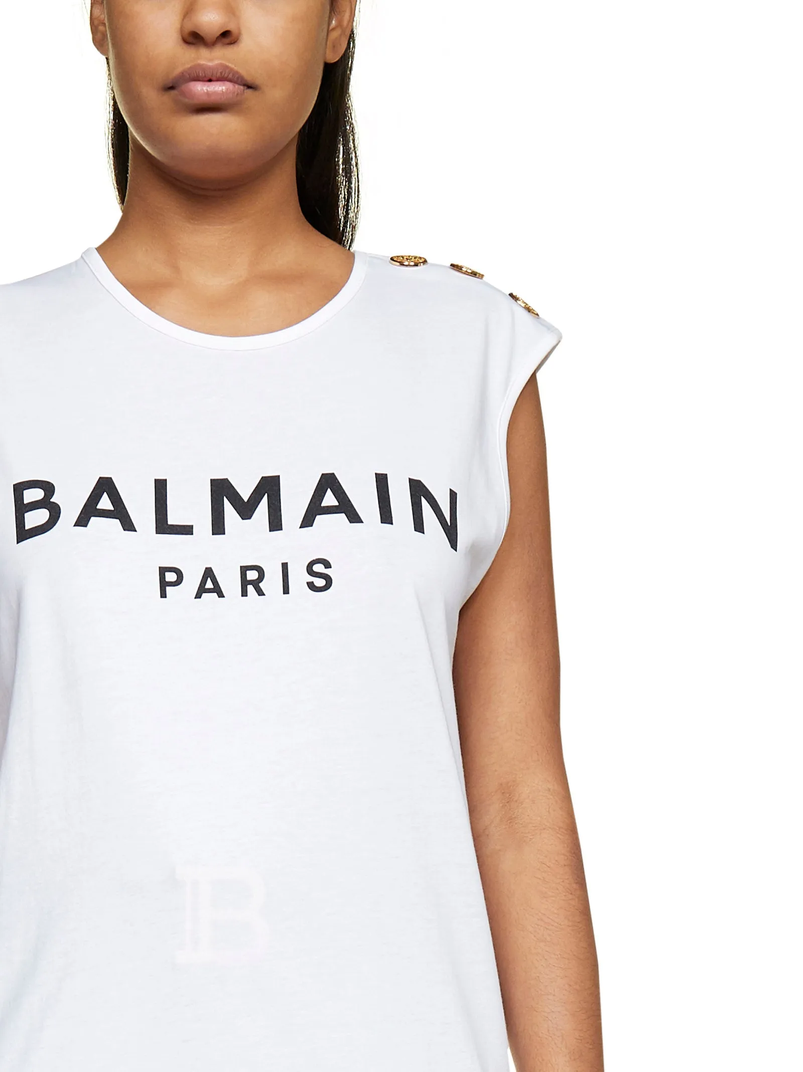 Balmain Sleeveless Logo Printed Tank Top