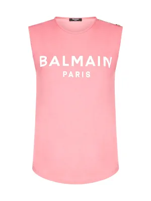 Balmain Sleeveless Logo Printed Tank Top
