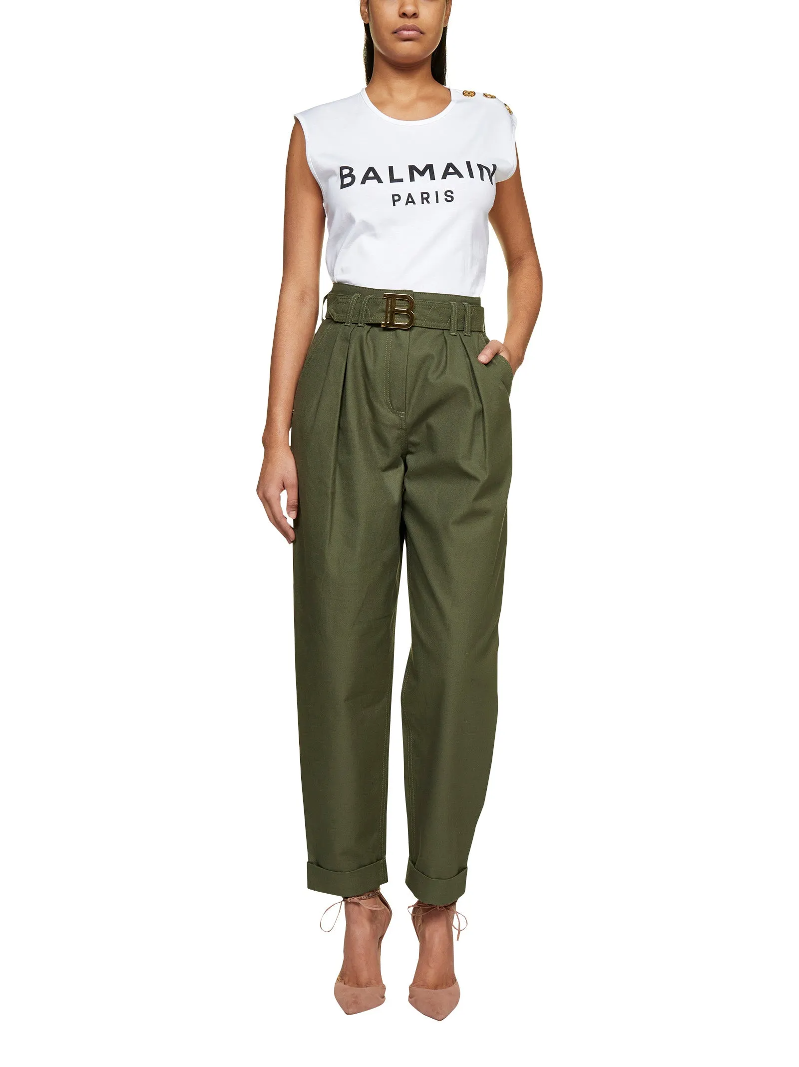 Balmain Sleeveless Logo Printed Tank Top